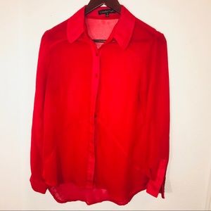 Sheer red button up top